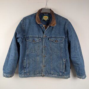 Cabela's Denim Trucker jacket with Leather collar, Gore-tex and Thinsulate - L